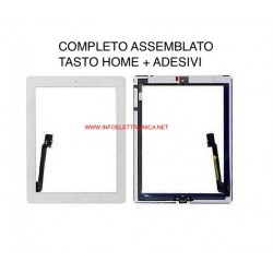 Touch screen vetro Apple iPad 3 Bianco completo di adesivi e tasto home
