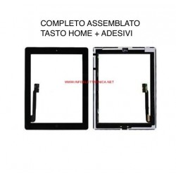 Touch screen vetro Apple iPad 3 Nero completo di adesivi e tasto home A1416 A1430 A1403
