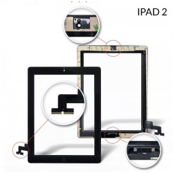 Touch screen vetro per Apple iPad 2 A1395 A1396 A1397 Nero completo di adesivi e tasto home